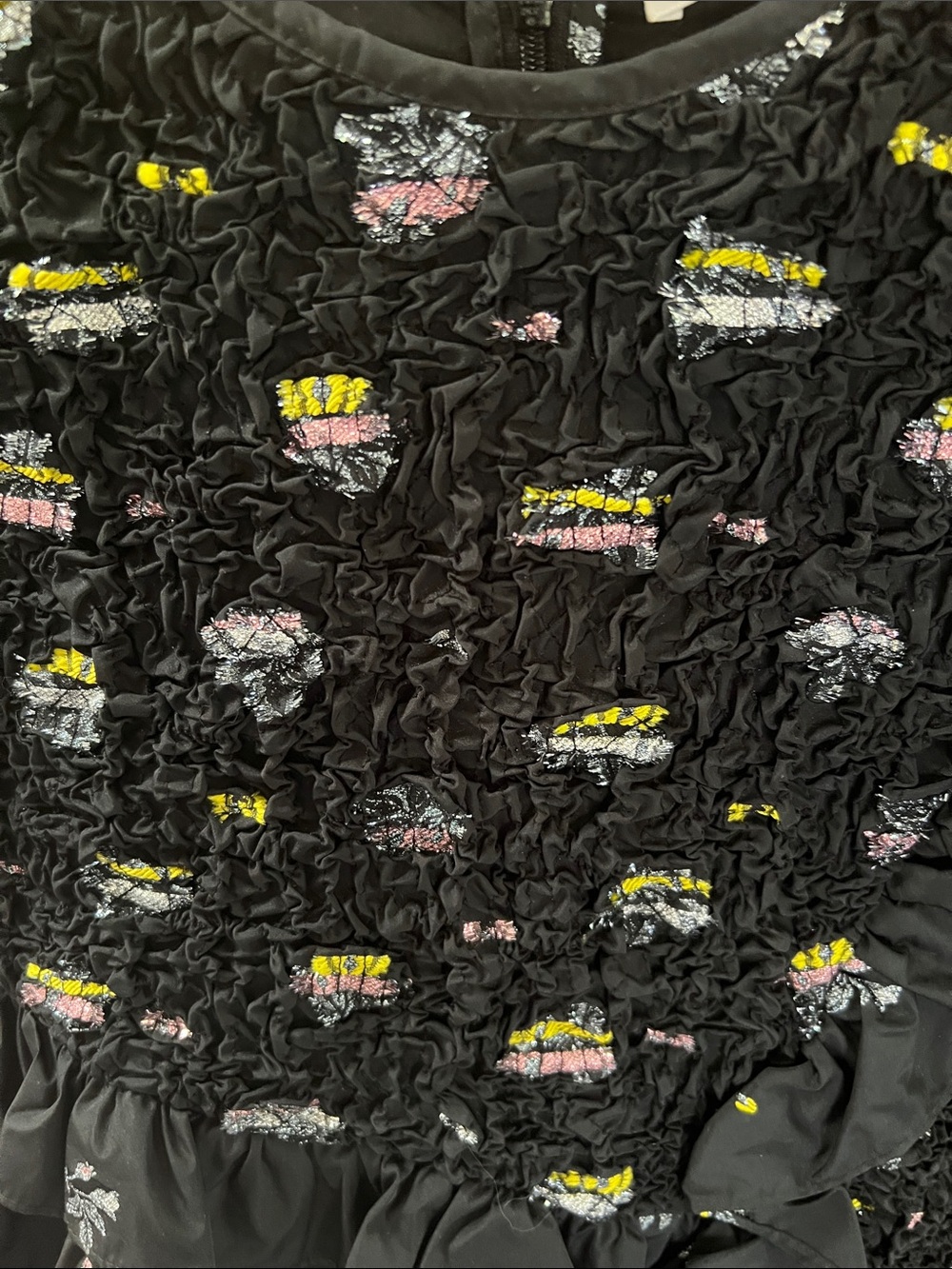 Cecilie Bahnsen Black Metallic Floral Ruffle Top and pants - Picture 3 of 9